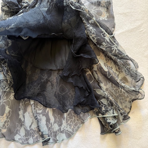 Vintage Max Studio Silk Floral Ruched Asymmetrical Hem Midi Dress Size S Y2K - Picture 10 of 11